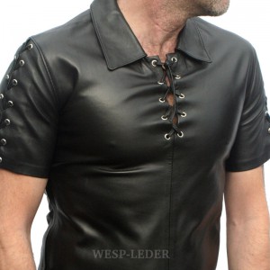 Lederhemd LACED BLACK