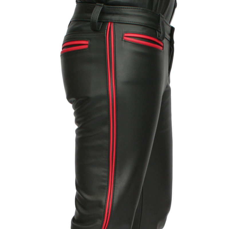 Jeans with shop red piping